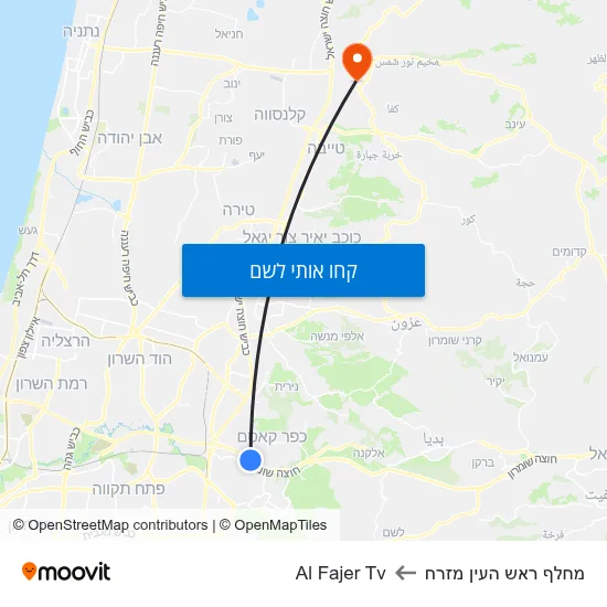 מפת מחלף ראש העין מזרח לAl Fajer Tv