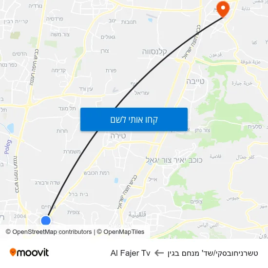 מפת טשרניחובסקי/שד' מנחם בגין לAl Fajer Tv