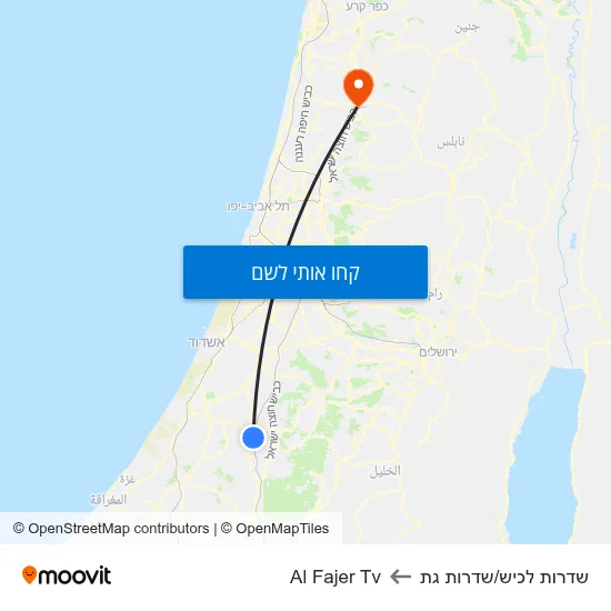 מפת שדרות לכיש/שדרות גת לAl Fajer Tv