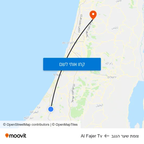 מפת צומת שער הנגב לAl Fajer Tv