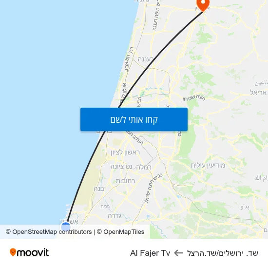 מפת שד. ירושלים/שד.הרצל לAl Fajer Tv