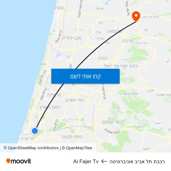 מפת רכבת תל אביב אוניברסיטה לAl Fajer Tv