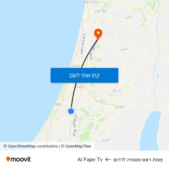 מפת צומת ראם-מסמיה לדרום לAl Fajer Tv