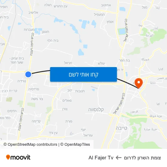 מפת צומת השרון לדרום לAl Fajer Tv