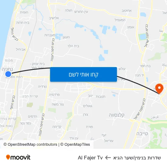 מפת שדרות בנימין/שער הגיא לAl Fajer Tv