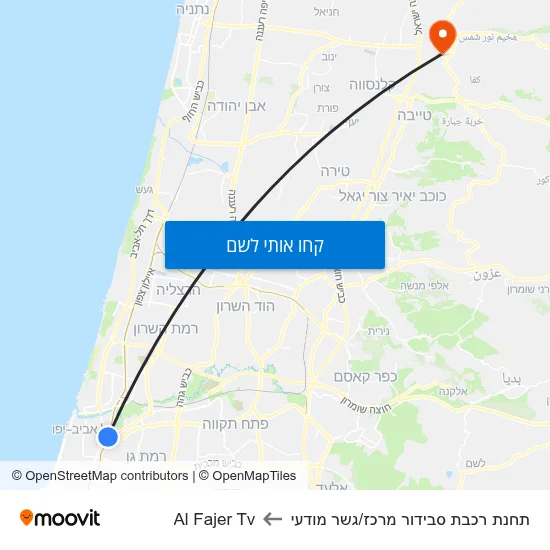 מפת תחנת רכבת סבידור מרכז/גשר מודעי לAl Fajer Tv