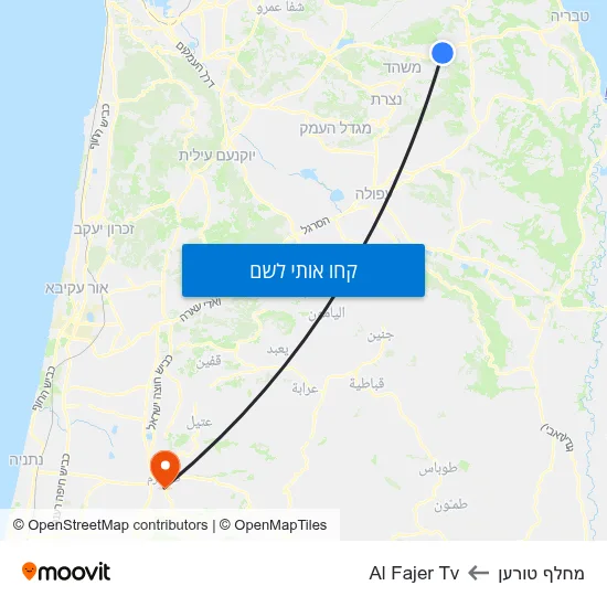 מפת מחלף טורען לAl Fajer Tv