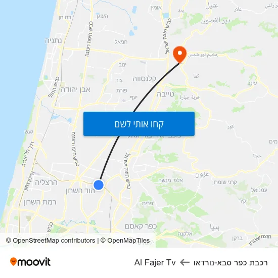 מפת רכבת כפר סבא-נורדאו לAl Fajer Tv