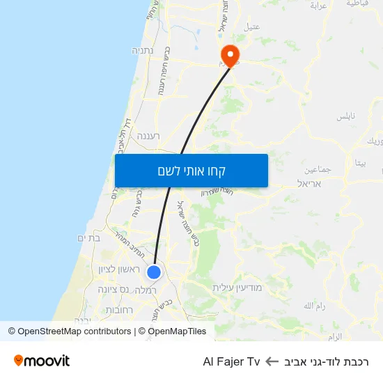 מפת רכבת לוד-גני אביב לAl Fajer Tv