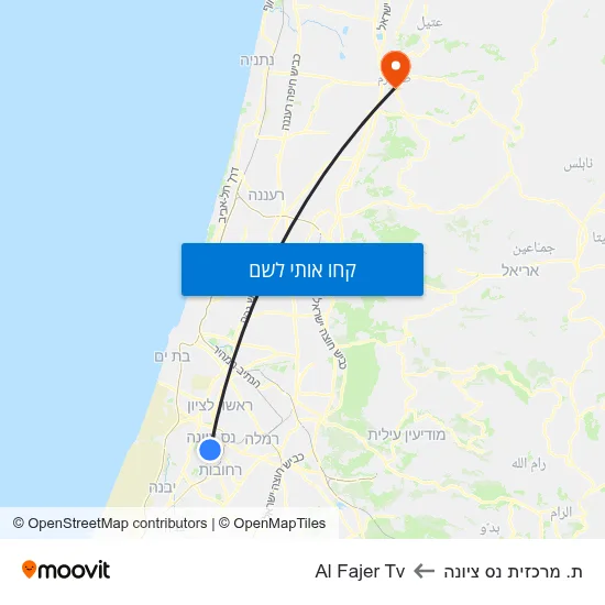 מפת ת. מרכזית נס ציונה לAl Fajer Tv