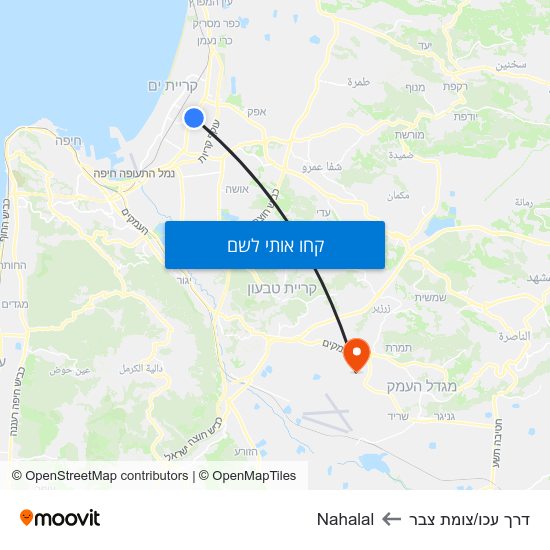 מפת דרך עכו/צומת צבר לNahalal