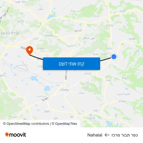 מפת כפר תבור מרכז לNahalal