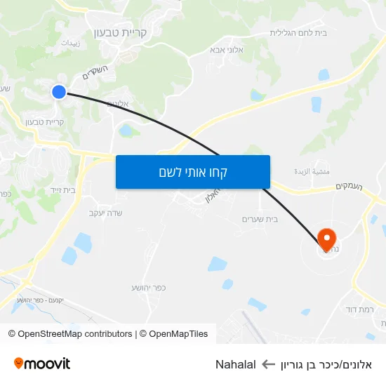 מפת אלונים/כיכר בן גוריון לNahalal