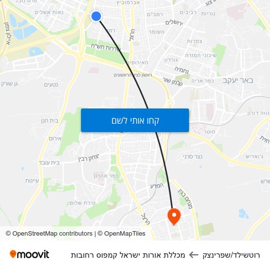 מפת רוטשילד/שפרינצק למכללת אורות ישראל קמפוס רחובות