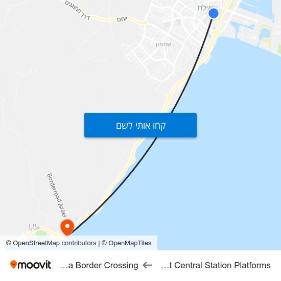 מפת Eilat Central Station Platforms לTaba Border Crossing