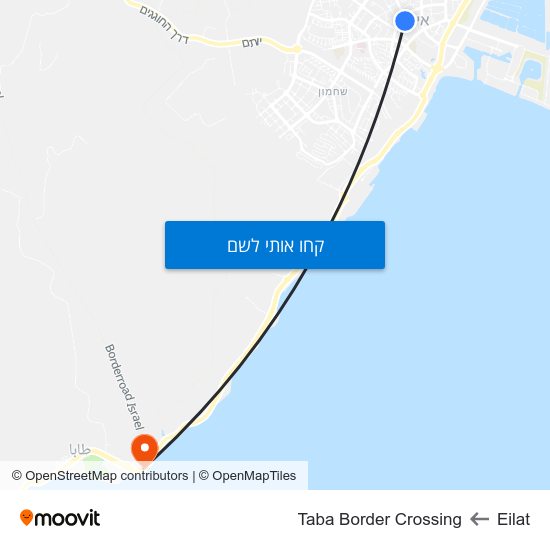 מפת Eilat לTaba Border Crossing