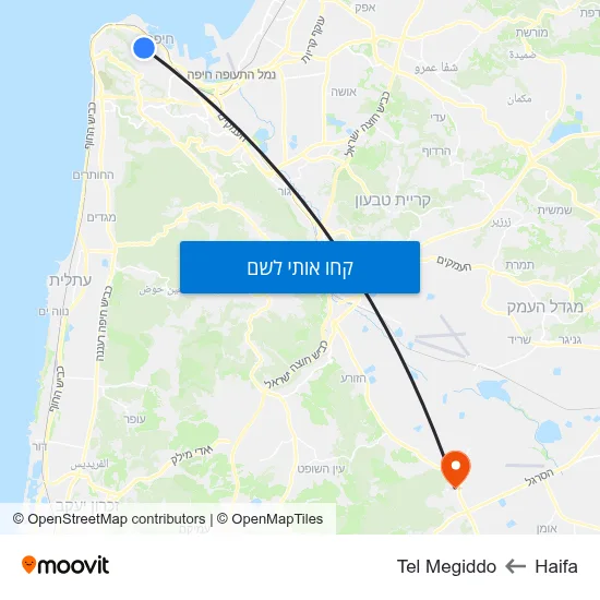 מפת Haifa לTel Megiddo