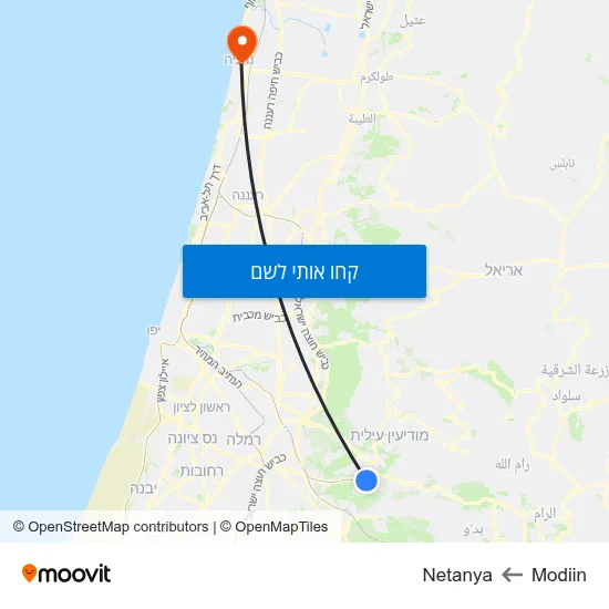 מפת Modiin לNetanya
