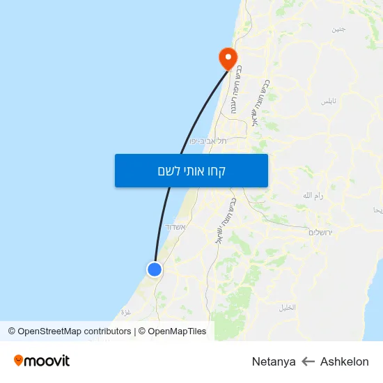 מפת Ashkelon לNetanya