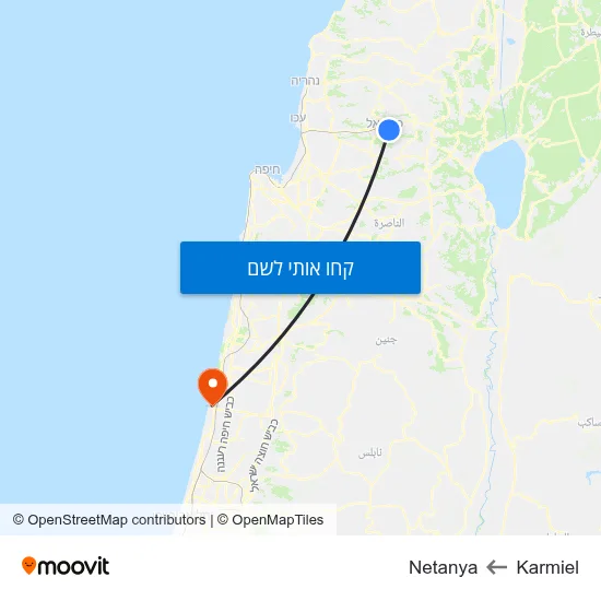 מפת Karmiel לNetanya