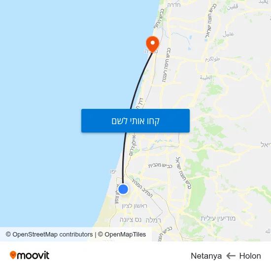 מפת Holon לNetanya