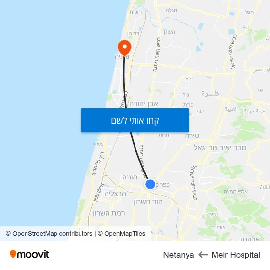 מפת Meir Hospital לNetanya