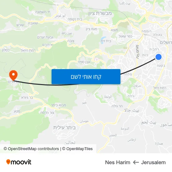 מפת Jerusalem לNes Harim