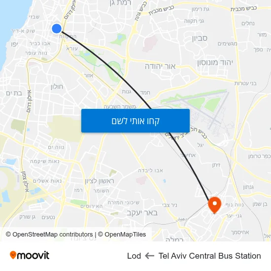 מפת Tel Aviv Central Bus Station לLod