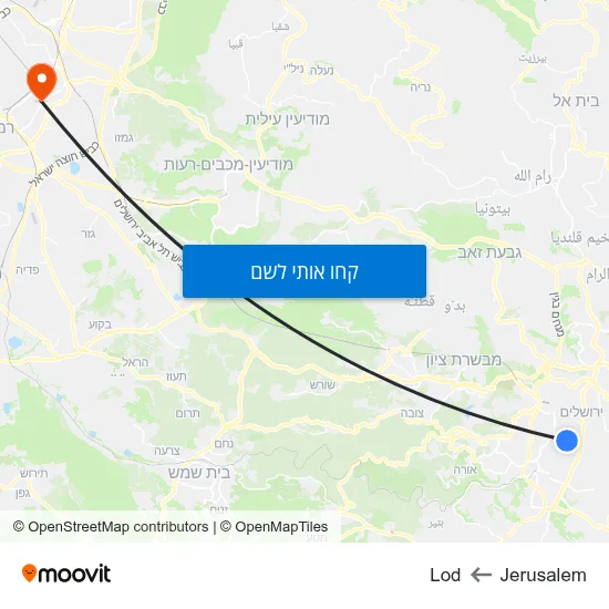 מפת Jerusalem לLod