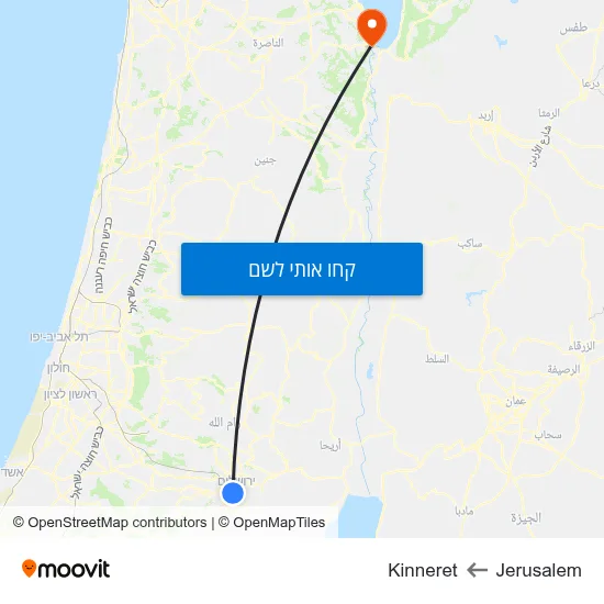 מפת Jerusalem לKinneret
