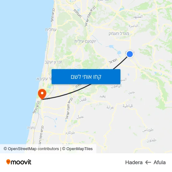 מפת Afula לHadera