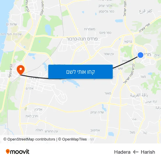 מפת Harish לHadera