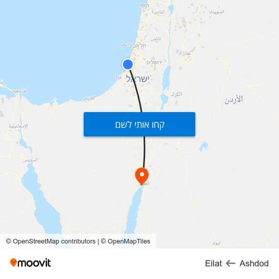 מפת Ashdod לEilat