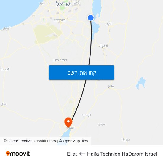מפת Haifa Technion HaDarom Israel לEilat
