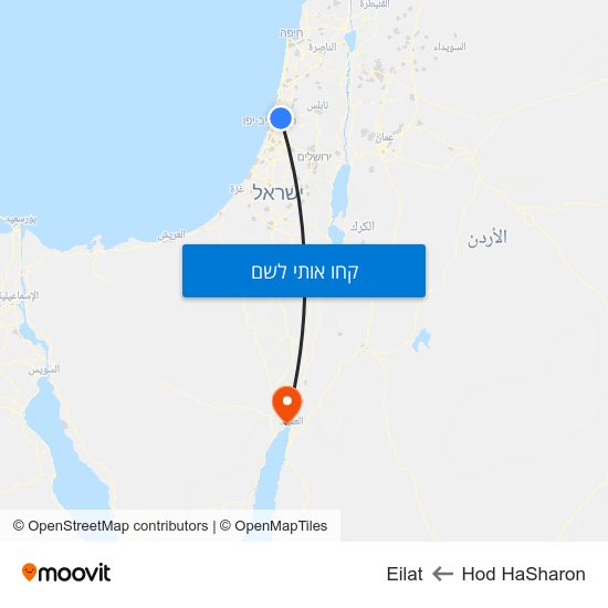 מפת Hod HaSharon לEilat