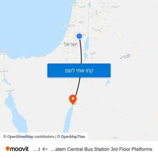מפת Jerusalem Central Bus Station 3rd Floor Platforms לEilat