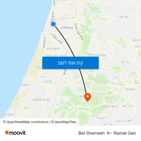 מפת Ramat Gan לBet Shemesh