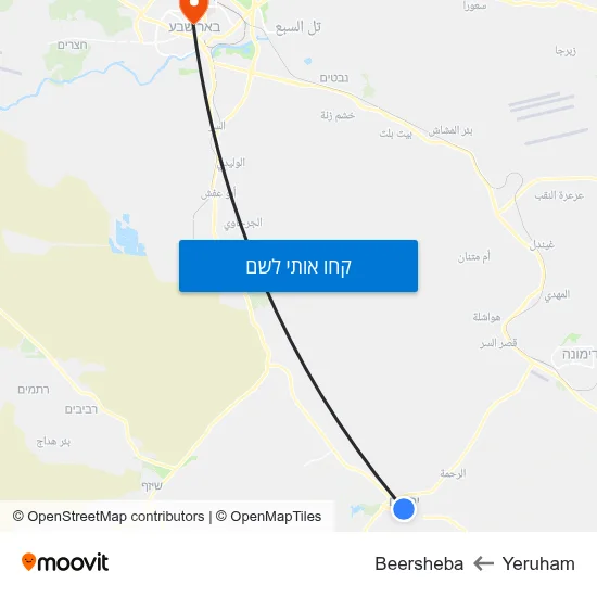 מפת Yeruham לBeersheba