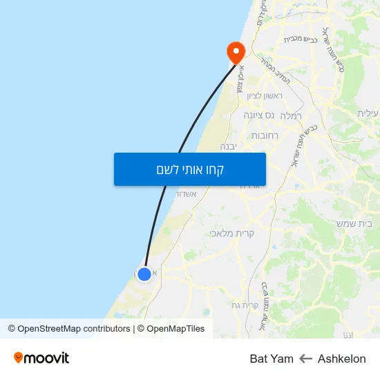 מפת Ashkelon לBat Yam