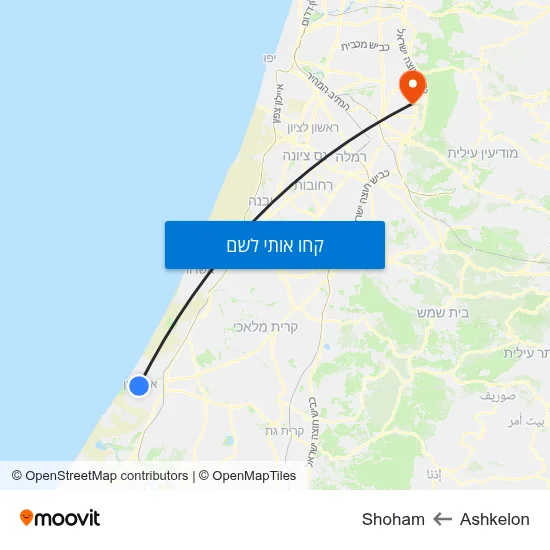 מפת Ashkelon לShoham