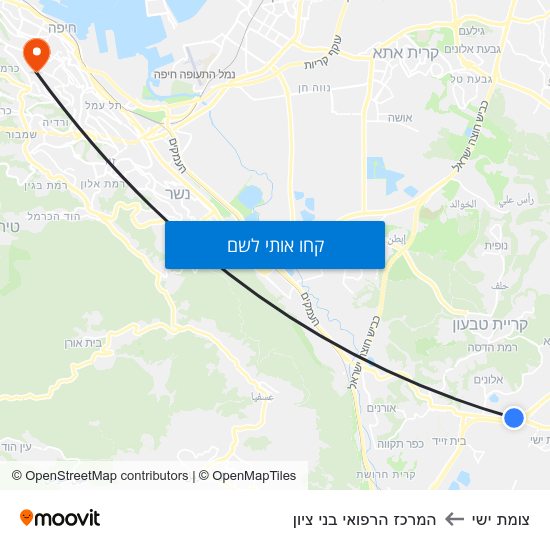 מפת צומת ישי להמרכז הרפואי בני ציון