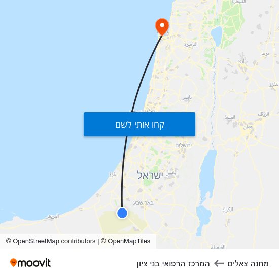 מפת מחנה צאלים להמרכז הרפואי בני ציון