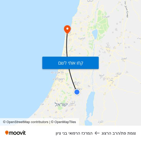 מפת צומת פת/הרב הרצוג להמרכז הרפואי בני ציון