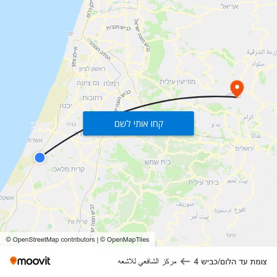 מפת צומת עד הלום/כביש 4 לمركز الشافعي للاشعه