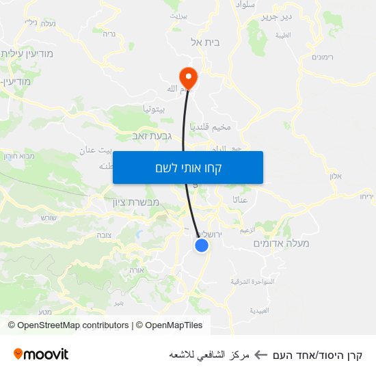 מפת קרן היסוד/אחד העם לمركز الشافعي للاشعه