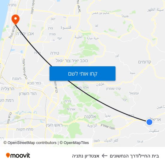 מפת בית החייל/דרך הנחשונים לאצטדיון נתניה