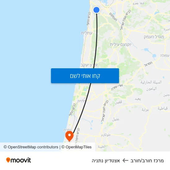 מפת מרכז חורב/חורב לאצטדיון נתניה