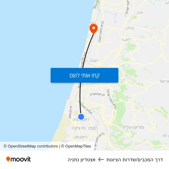 מפת דרך המכבים/שדרות הציונות לאצטדיון נתניה