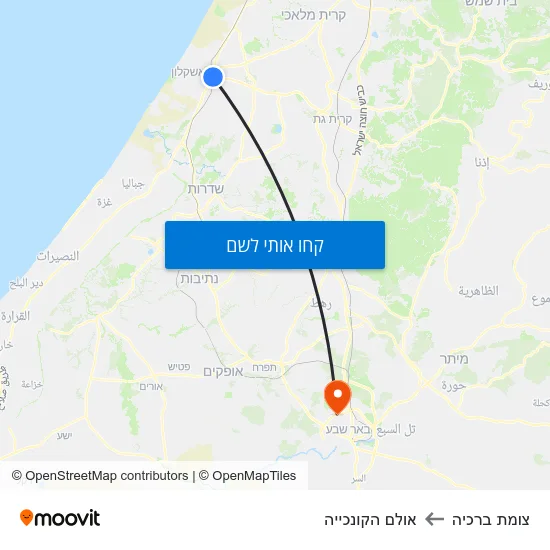 מפת צומת ברכיה לאולם הקונכייה