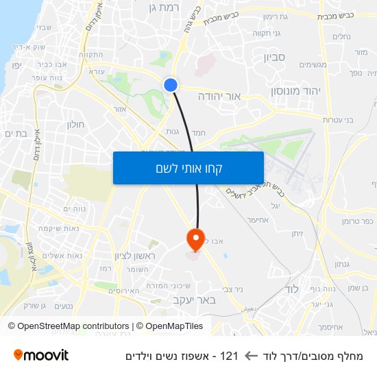 מפת מחלף מסובים/דרך לוד ל121 - אשפוז נשים וילדים